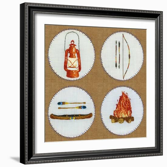 Camping Embroidery Grid-THE Studio-Framed Premium Giclee Print