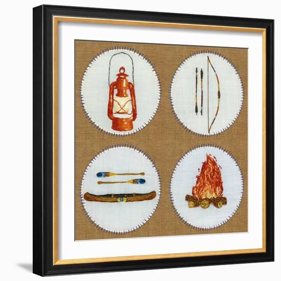 Camping Embroidery Grid-THE Studio-Framed Premium Giclee Print