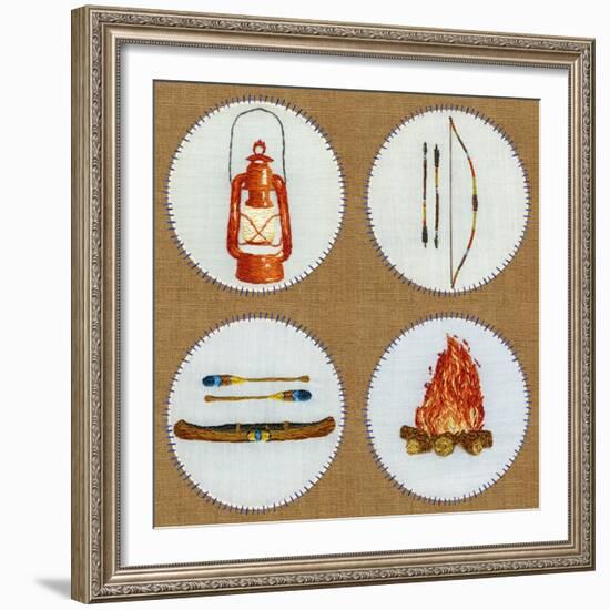 Camping Embroidery Grid-THE Studio-Framed Giclee Print