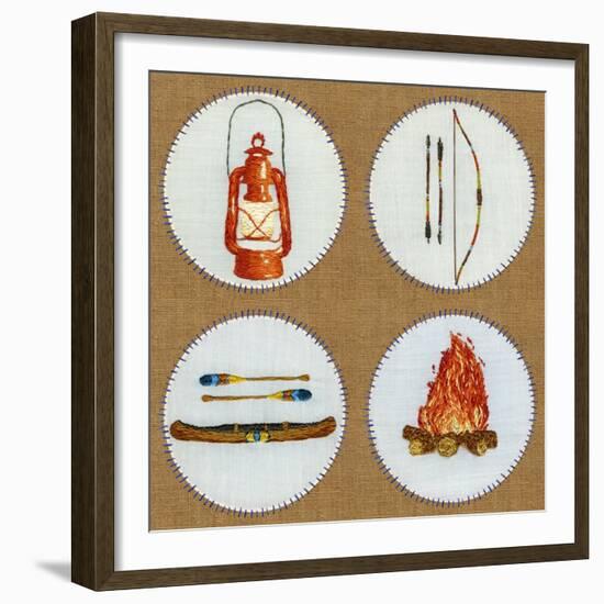 Camping Embroidery Grid-THE Studio-Framed Giclee Print