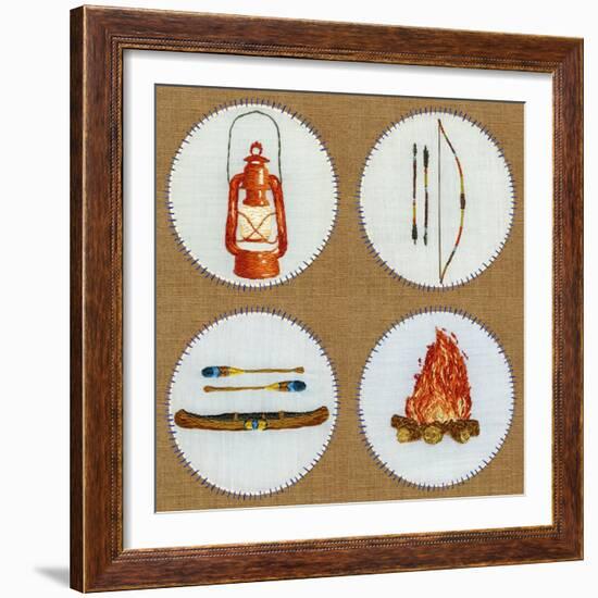 Camping Embroidery Grid-THE Studio-Framed Giclee Print