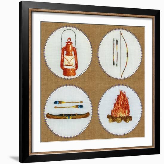 Camping Embroidery Grid-THE Studio-Framed Giclee Print