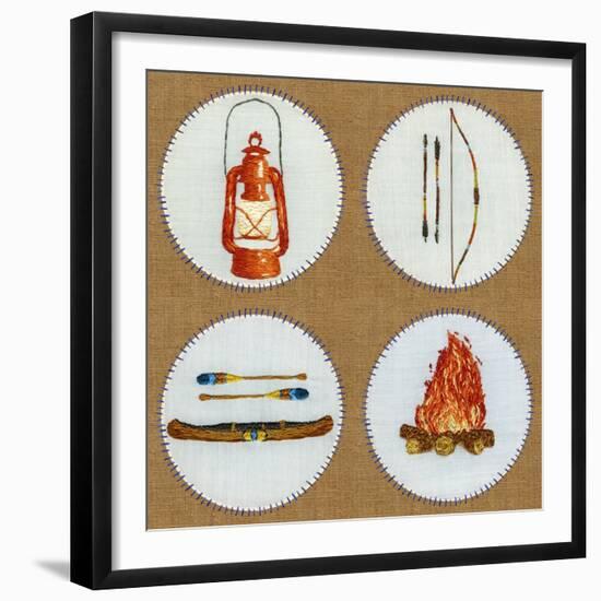 Camping Embroidery Grid-THE Studio-Framed Giclee Print