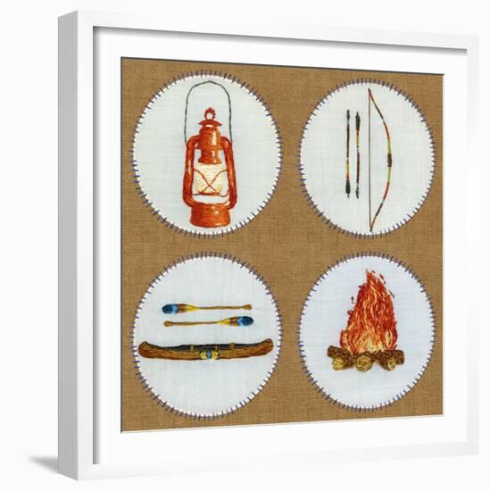 Camping Embroidery Grid-THE Studio-Framed Giclee Print