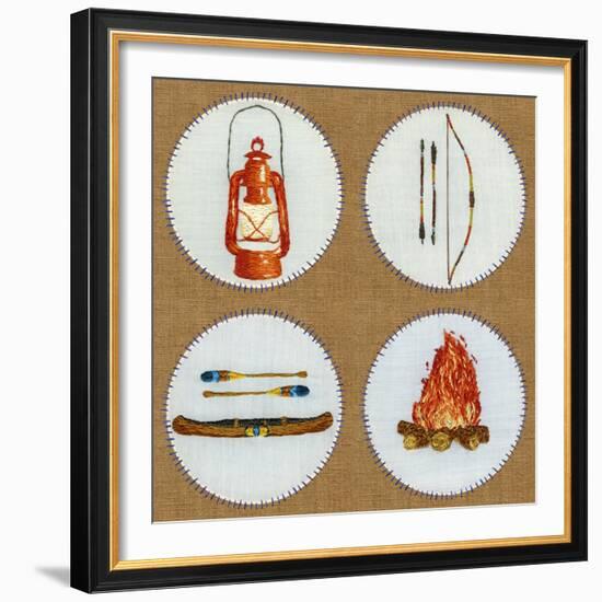 Camping Embroidery Grid-THE Studio-Framed Giclee Print