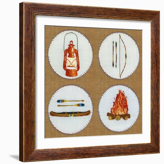 Camping Embroidery Grid-THE Studio-Framed Giclee Print