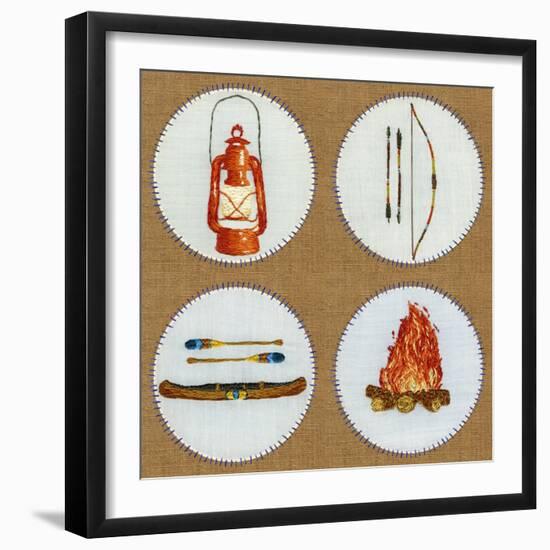 Camping Embroidery Grid-THE Studio-Framed Giclee Print