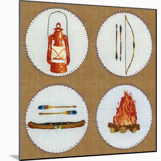 Camping Embroidery Grid-THE Studio-Mounted Giclee Print