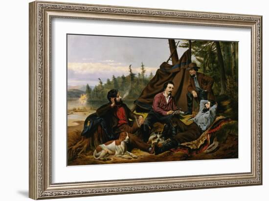 Camping in the Woods, 'Laying Off', Engraved by and Published by Currier and Ives, New York, 1863-Arthur Fitzwilliam Tait-Framed Giclee Print