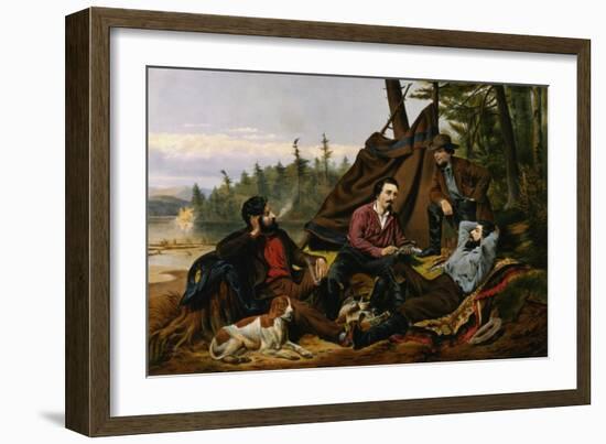 Camping in the Woods, 'Laying Off', Engraved by and Published by Currier and Ives, New York, 1863-Arthur Fitzwilliam Tait-Framed Giclee Print