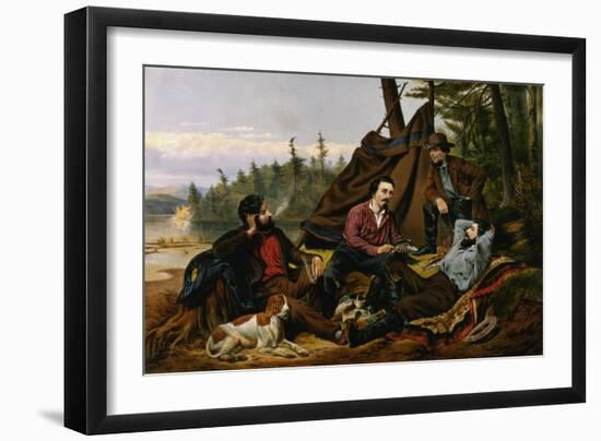 Camping in the Woods, 'Laying Off', Engraved by and Published by Currier and Ives, New York, 1863-Arthur Fitzwilliam Tait-Framed Giclee Print