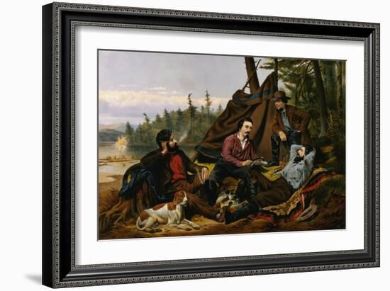 Camping in the Woods, 'Laying Off', Engraved by and Published by Currier and Ives, New York, 1863-Arthur Fitzwilliam Tait-Framed Giclee Print