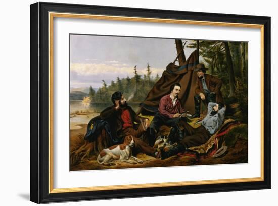 Camping in the Woods, 'Laying Off', Engraved by and Published by Currier and Ives, New York, 1863-Arthur Fitzwilliam Tait-Framed Giclee Print