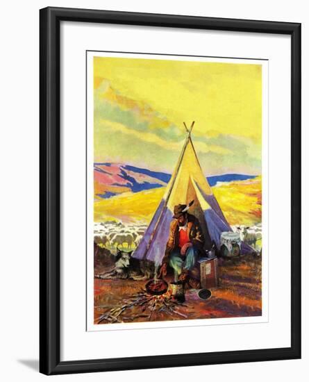 "Camping Near Sheep,"October 1, 1940-null-Framed Giclee Print