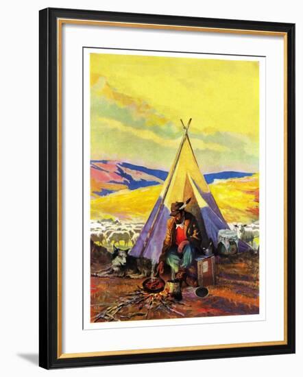 "Camping Near Sheep,"October 1, 1940-null-Framed Giclee Print