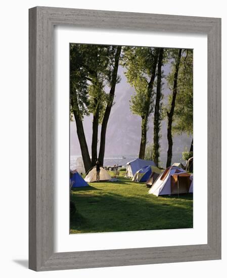 Camping on Wallensee, Churfirsten Range Near Wallenstadt, Switzerland-Walter Rawlings-Framed Photographic Print