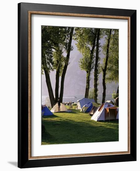 Camping on Wallensee, Churfirsten Range Near Wallenstadt, Switzerland-Walter Rawlings-Framed Photographic Print