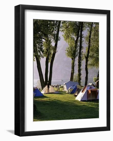 Camping on Wallensee, Churfirsten Range Near Wallenstadt, Switzerland-Walter Rawlings-Framed Photographic Print