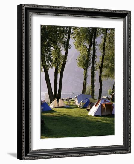 Camping on Wallensee, Churfirsten Range Near Wallenstadt, Switzerland-Walter Rawlings-Framed Photographic Print