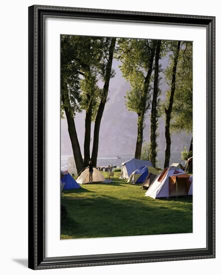 Camping on Wallensee, Churfirsten Range Near Wallenstadt, Switzerland-Walter Rawlings-Framed Photographic Print