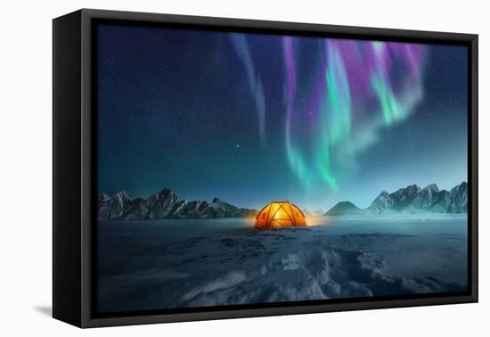 Camping under the Northern Lights-solarseven-Framed Premier Image Canvas