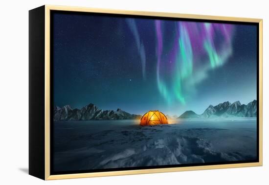 Camping under the Northern Lights-solarseven-Framed Premier Image Canvas