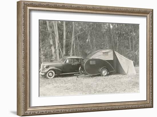 Camping with Tear-Drop Trailer Tent-null-Framed Art Print