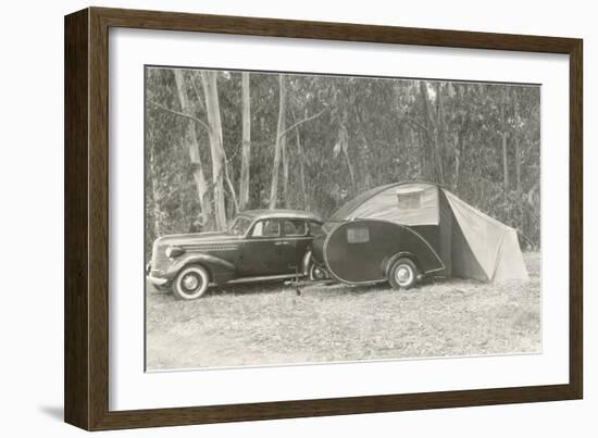 Camping with Tear-Drop Trailer Tent-null-Framed Art Print