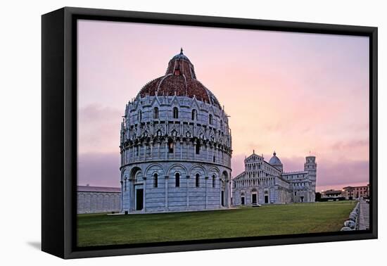 Campo dei Miracoli with Baptistry, Santa Maria Assunta Cathedral and Leaning Tower, UNESCO World He-Hans-Peter Merten-Framed Premier Image Canvas