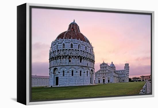 Campo dei Miracoli with Baptistry, Santa Maria Assunta Cathedral and Leaning Tower, UNESCO World He-Hans-Peter Merten-Framed Premier Image Canvas