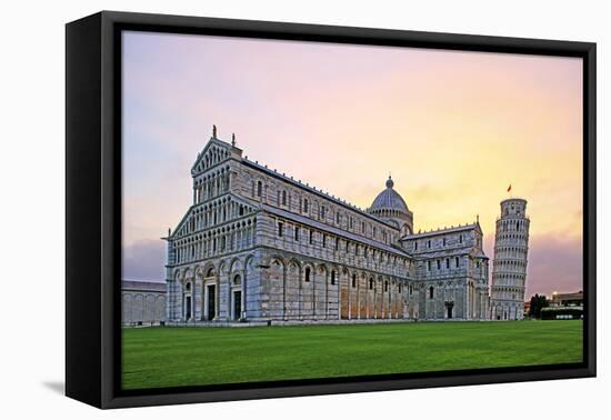 Campo dei Miracoli with Santa Maria Assunta Cathedral and Leaning Tower, UNESCO World Heritage Site-Hans-Peter Merten-Framed Premier Image Canvas