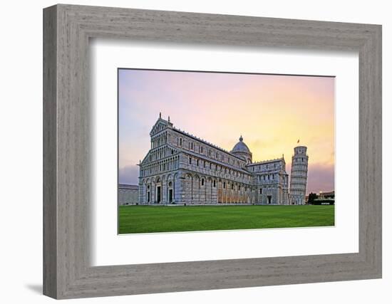 Campo dei Miracoli with Santa Maria Assunta Cathedral and Leaning Tower, UNESCO World Heritage Site-Hans-Peter Merten-Framed Photographic Print