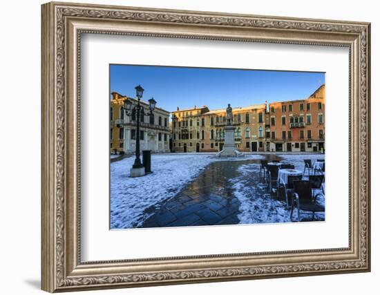 Campo Santo Stefano at sunrise after overnight snow, San Marco, Venice, UNESCO World Heritage Site,-Eleanor Scriven-Framed Photographic Print