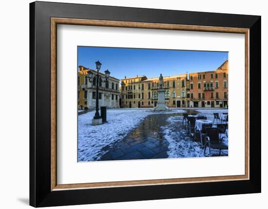 Campo Santo Stefano at sunrise after overnight snow, San Marco, Venice, UNESCO World Heritage Site,-Eleanor Scriven-Framed Photographic Print