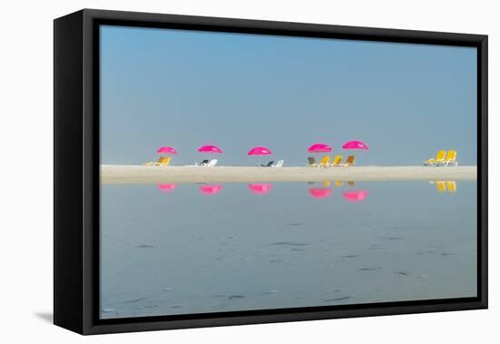 Camps Bay Beach Umbrellas-Richard Silver-Framed Premier Image Canvas