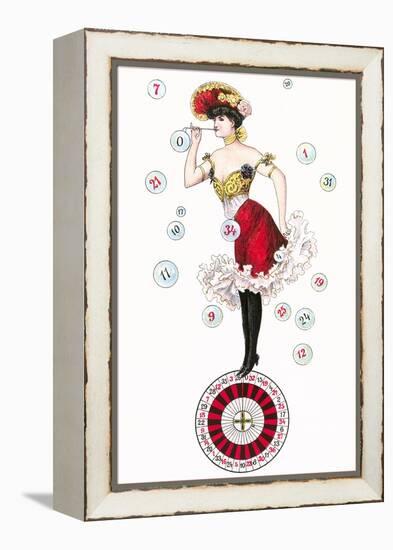 Can-Can Dancer on Roulette Wheel-null-Framed Stretched Canvas