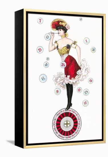 Can-Can Dancer on Roulette Wheel-null-Framed Stretched Canvas