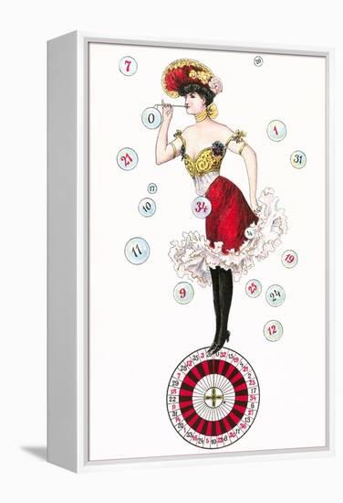 Can-Can Dancer on Roulette Wheel-null-Framed Stretched Canvas