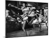 Can Can Dancers Kicking One Leg over their Head While Dancgin around on the Other-null-Mounted Photographic Print