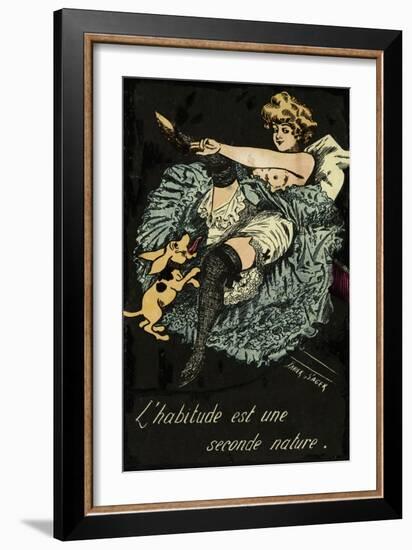 Can Can Woman and Dog 1900-Xavier Sager-Framed Art Print