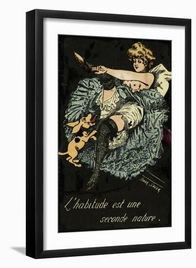 Can Can Woman and Dog 1900-Xavier Sager-Framed Art Print