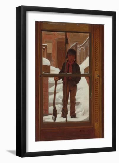 Can I Shovel off the Snow?, 1871 (Oil on Canvas)-John George Brown-Framed Giclee Print