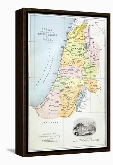 Canaan as it Was Divided Between the Twelve Tribes of Israel-null-Framed Premier Image Canvas