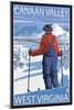 Canaan Valley, West Virginia - Skier Admiring View-Lantern Press-Mounted Art Print