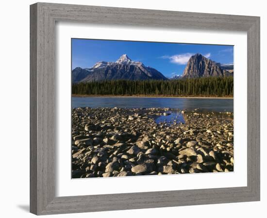 Canada, Alberta, Athabasca River and Canadian Rockies in Jasper NP-Mike Grandmaison-Framed Photographic Print