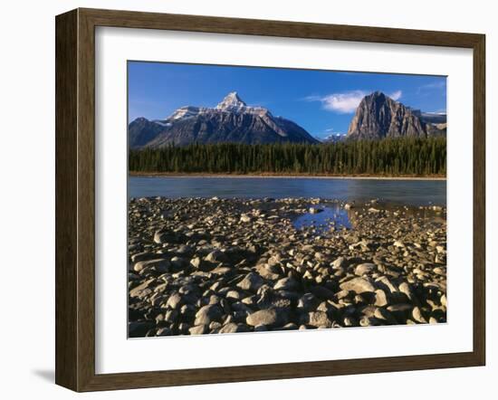 Canada, Alberta, Athabasca River and Canadian Rockies in Jasper NP-Mike Grandmaison-Framed Photographic Print