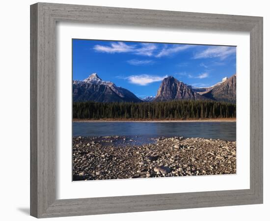 Canada, Alberta, Athabasca River and Canadian Rockies in Jasper NP-Mike Grandmaison-Framed Photographic Print