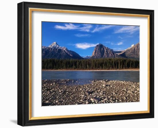 Canada, Alberta, Athabasca River and Canadian Rockies in Jasper NP-Mike Grandmaison-Framed Photographic Print