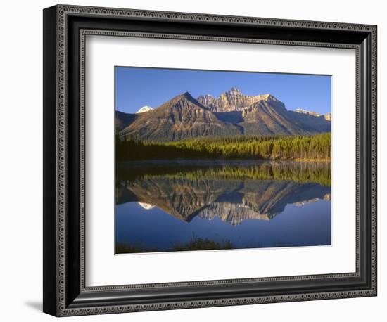 Canada, Alberta, Banff National Park, Early Morning Light on the Bow Range Reflects in Herbert Lake-John Barger-Framed Premium Photographic Print