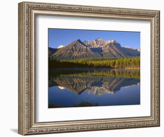 Canada, Alberta, Banff National Park, Early Morning Light on the Bow Range Reflects in Herbert Lake-John Barger-Framed Photographic Print